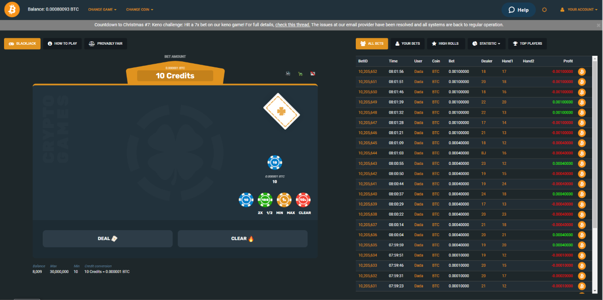 Crypto.Game’s Blackjack