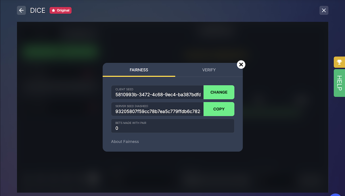 bitstarz provably fair dice game
