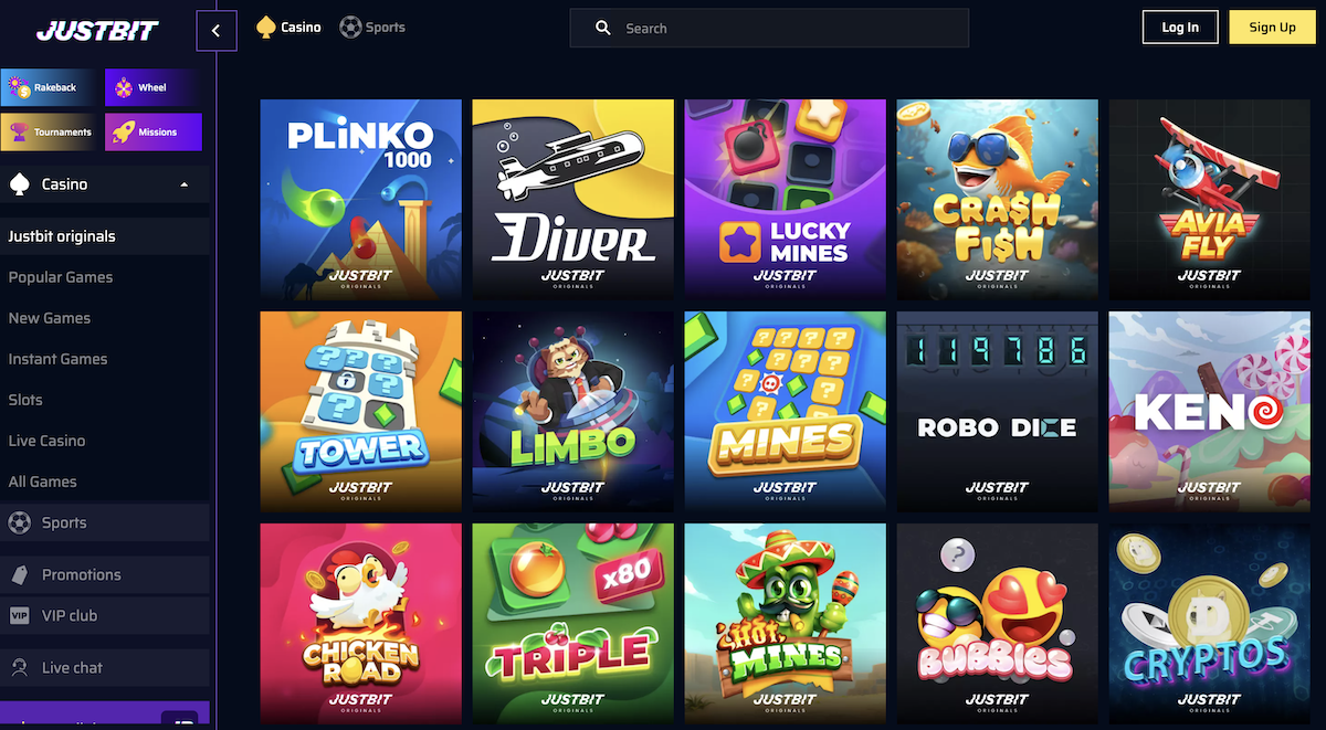 original games at justbit casino