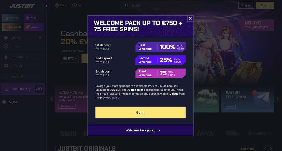 welcome bonus