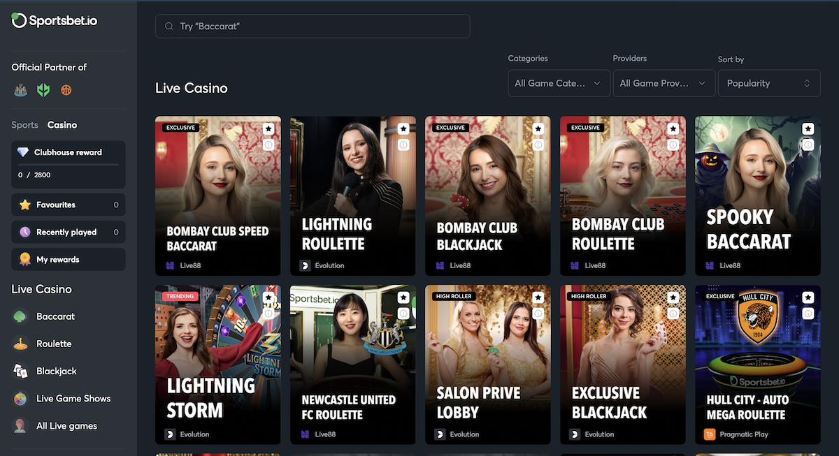 sportsbet.io live dealer games