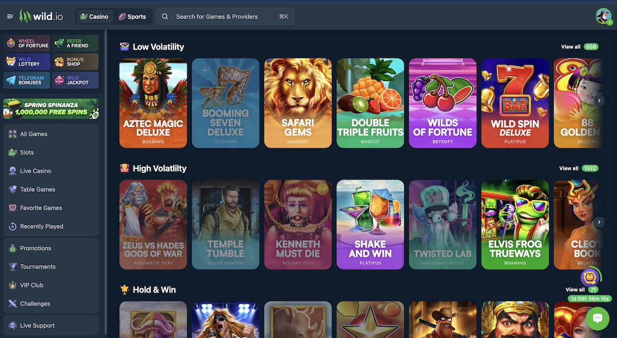 low and high volatility slots