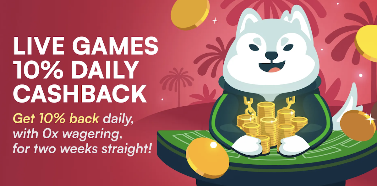 10% cashback live casino bonus