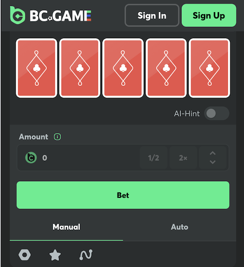original provably fair video poker game at bc.game casino