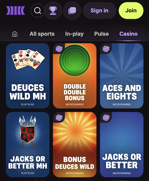 video poker at cloudbet