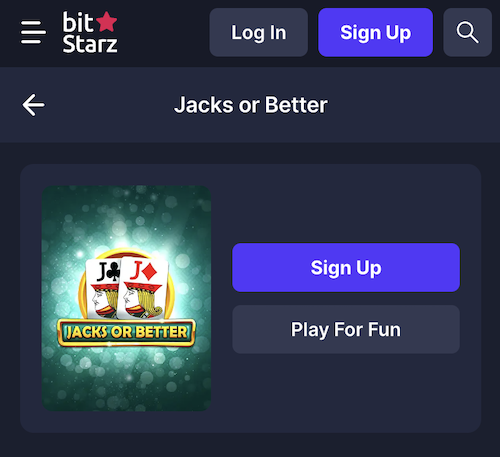 jacks or better at bitstarz casino