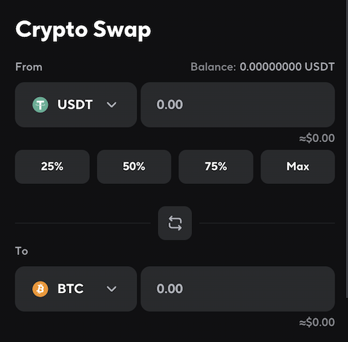 swapping tether for bitcoin on-site