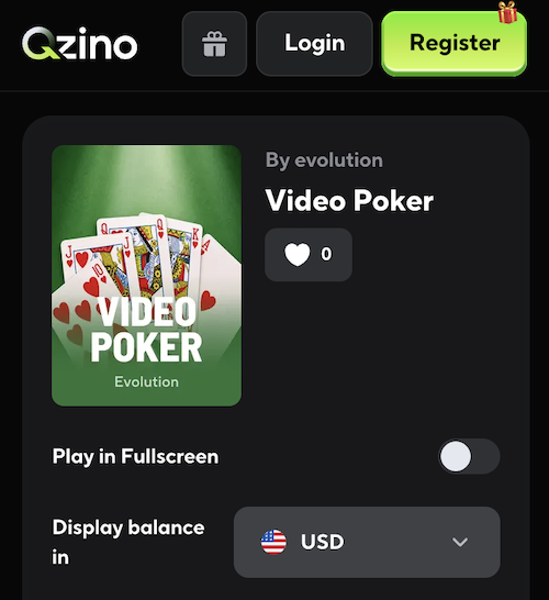 video poker at qzino casino
