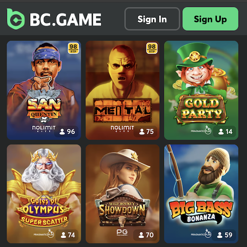 top online slots to play at bc.game casino