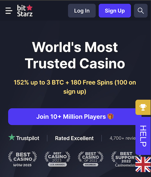 bitstarz welcome banner main casino lobby