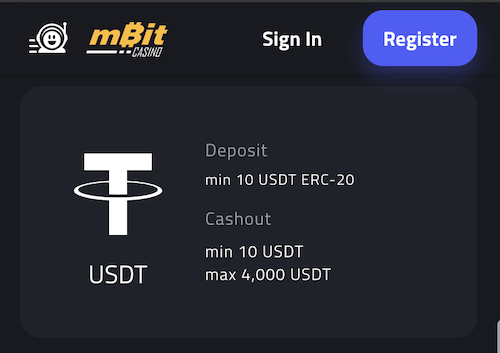 tether deposit and cashout limits