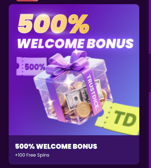 500% welcome bonus + 100 free spins
