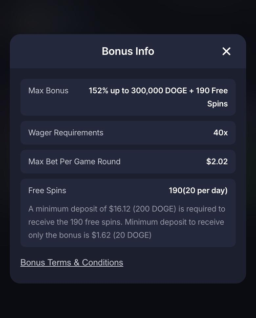bitstarz mobile bonus info for the 152% up to 300,000 doge exclusive welcome bonus