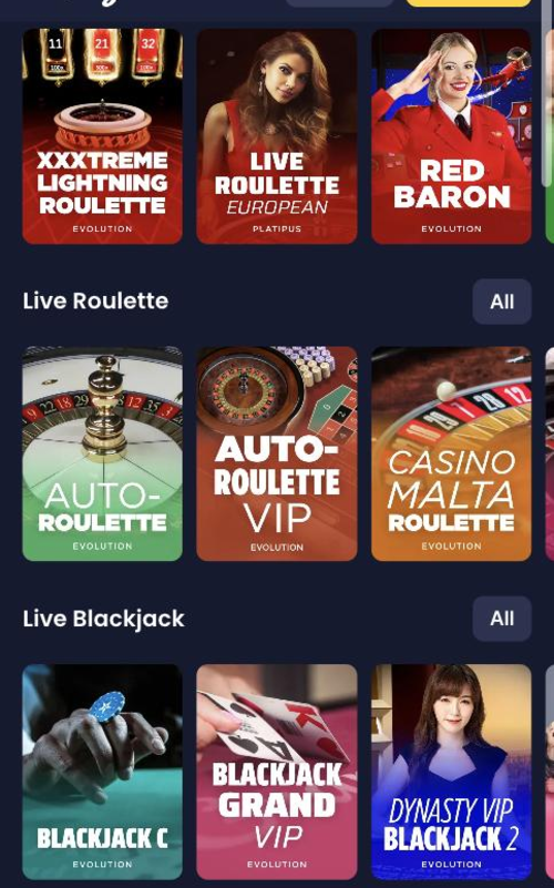 cashy casino live roulette and blackjack tables from evolution
