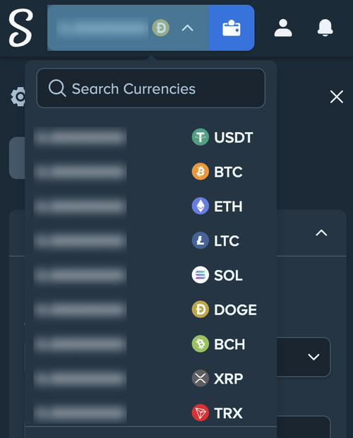 stake mobile currency list with doge among the coins in the wallet
