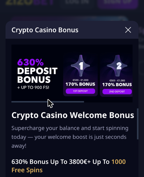 zizobet 630 percent crypto casino welcome bonus deposit tiers