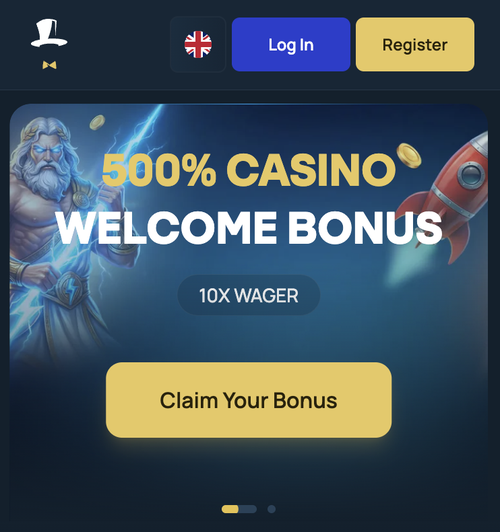 fortunejack mobile homepage showing the 500% casino welcome bonus banner